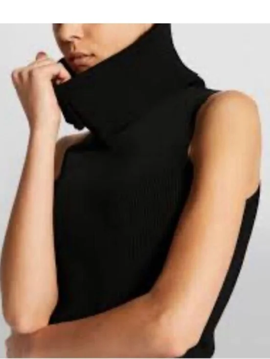 Carmen Marc Valvo Sleeveless Turtleneck Sweater - Black Size S. - Picture 2 of 15